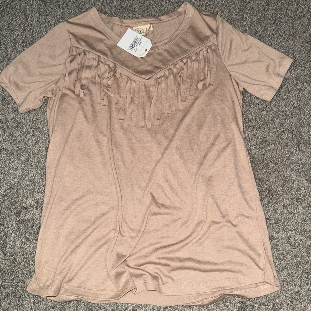 Beige Fringe Women's Top